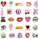 50Pcs Cute Pink Pinterest Stickers Coquette DIY Stickers Scrapbooking Phone Luggage Skateboard Waterproof Decals