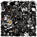 50Pcs Black And White Art Styling Stickers Laptop Luggage Phone Case Guitar Fridge Car Motorcycle Cool Ins Decals