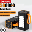 Lenovo 50000mAh Large Capacity Power Bank 30000mAh PortableUSB C 22.5W Fast Charging External Spare Battery For IPhone Samsung