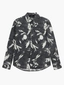 Abstract Floral Linen Blend Shirt