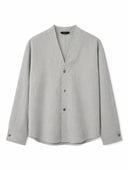 Open Collar Striped Shirt - Off White