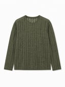 Textured Open-Knit Striped Tee