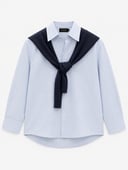 Striped Shirt with Draped Shoulder Knit