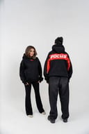 HOODIE BLACK NYLON ZIP RED