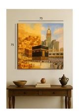 لوحة مرسومة كانفاس تُجسد الكعبة المشرفة في الحرم المكي - وسط:75*75