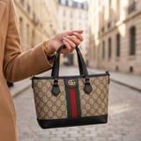 شنطة يد وكتف وسط GUCC بعدة خيارات - بيج أسود
