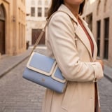 شنطة Double Eye Mini: أناقة الجلد الطبيعي - Sky Blue White