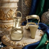 صندل عصري بكعب متوسط الارتفاع MB-5272 - 38 - ذهبي