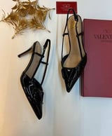 حذاء نسائي كعب ماركة فالنتينو - اسود