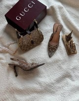 حذاء نسائي كعب عالي ماركة قوتشي - g03 - بني