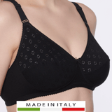 Italian Bra 326 90% Cotton Cup B - Daily Comfort & Italian Quality - B - 85/38  - Black