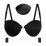Firm Cup Padded Bra with Transparent Back – Front Closure - 85/38 - Black
