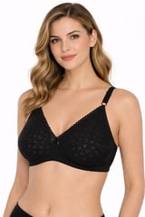 Italian bra 361 90% cotton beige cup B - wireless non-padded, Made in Italy - B - 90/40  - Black