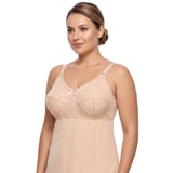 L955 Long Cotton Slip - with Built-in Adjustable Bra - 100/44 - Beige