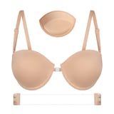Firm Cup Padded Bra with Transparent Back – Front Closure - 80/36 - Beige