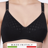 Italian Bra 326 90% Cotton Cup B - Daily Comfort & Italian Quality - B - 90/40  - Black