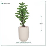 شجرة بونساي صناعية ( ارتفاع 220 سم ) حوض فيبر اسطواني - بيج رش