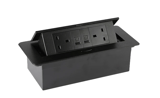 مقبس مكتبي مخفي مع فيش ثنائي و منفذ كمبيوتر ثنائي اسود ضمان سنتين  - رمادى