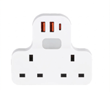 توصيلة قابس جداري افياش ثلاثي 2 مع مدخل 2USB +Type-C ضمان 3 سنوات  - الأبيض