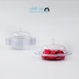 صحون حلى بلاستيك مع الغطاء ، شده 5 قطع  - عادي - شدة واحدة - 5 حبات - شفاف