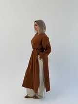 Side Slit Dress - Brown - L