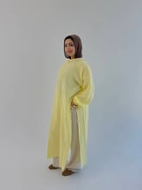 Side Slit Dress - yellow - M