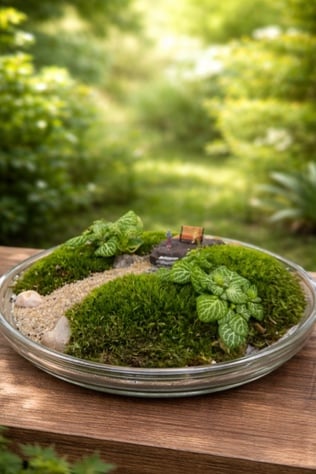 تيراريوم الغابة المغلق (Closed Terrarium) في وعاء زجاجي بغطاء - صورة 1