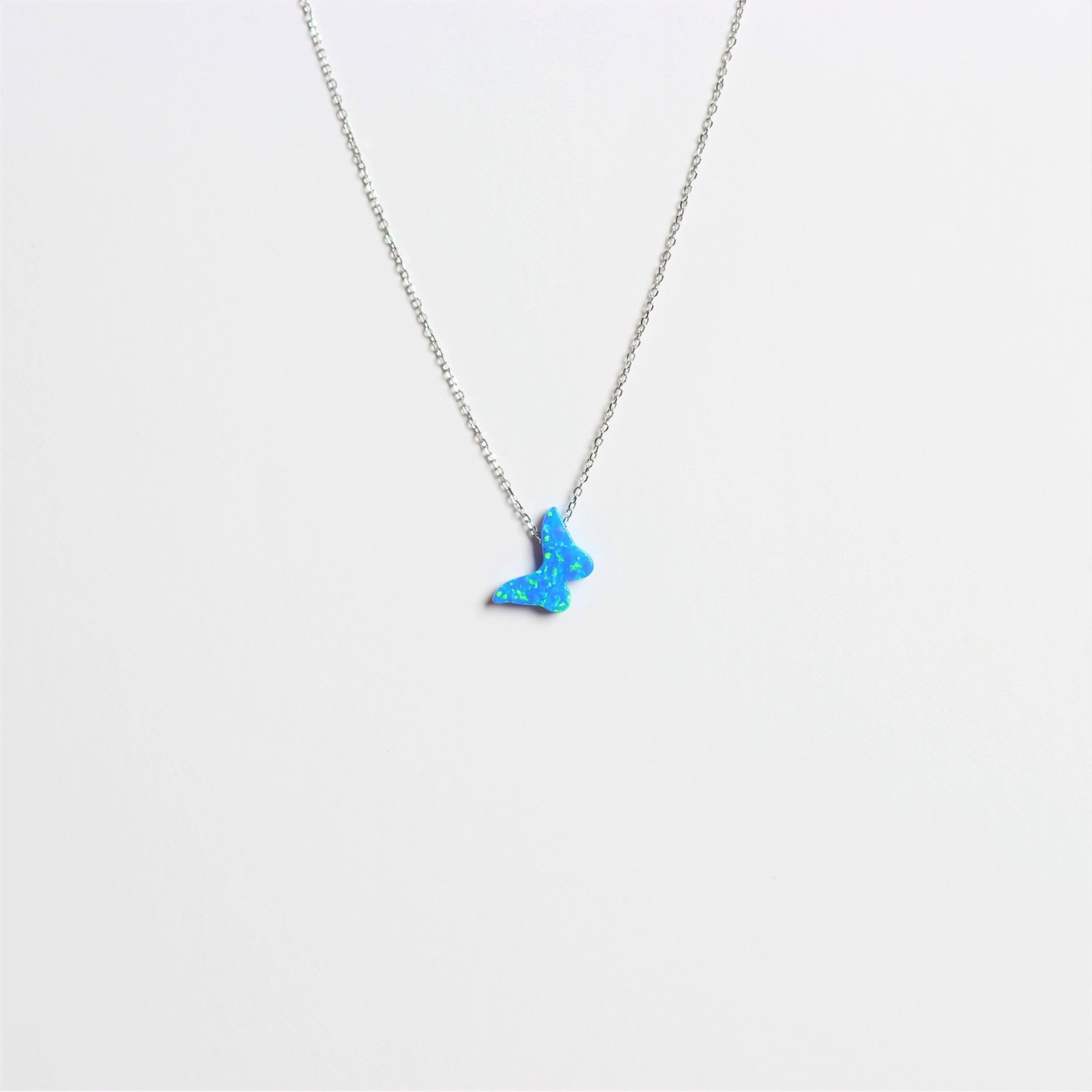 OPAL BUTTERFLY NECKLACE, BLUE - Image 2