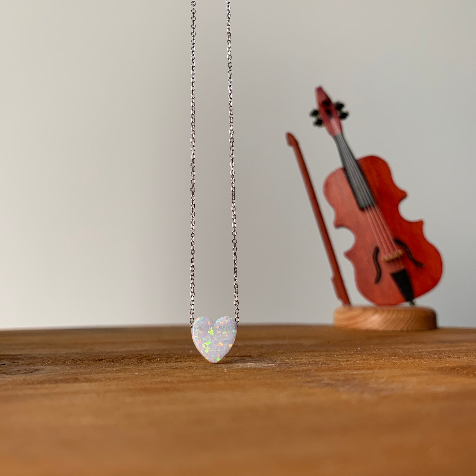 OPAL HEART NECKLACE,&nbsp;WHITE - Image 1