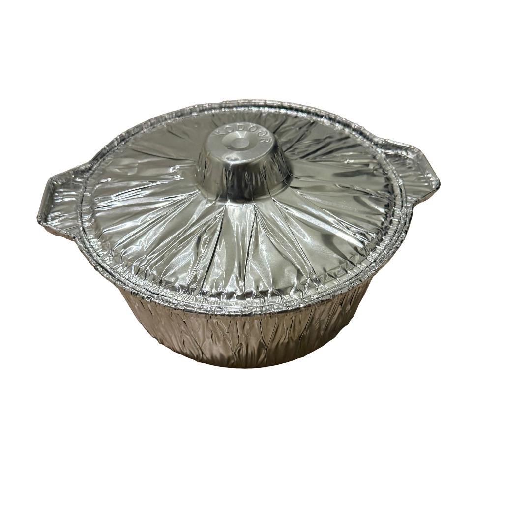 Kodoor Deep Round Aluminium Foil Containers with Dome Aluminium Lids - Image 1