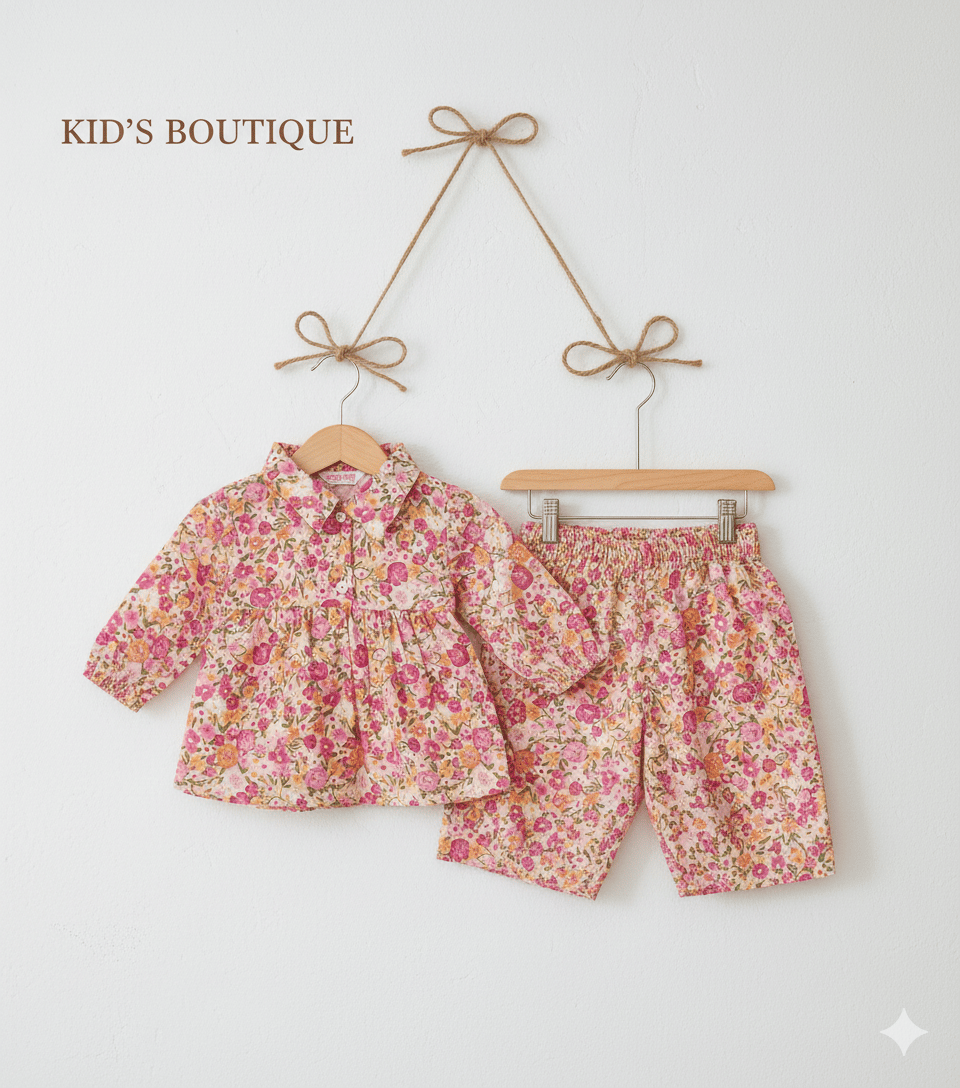 Girls print cotton pyjama set 850D \ G119896 - صورة 1