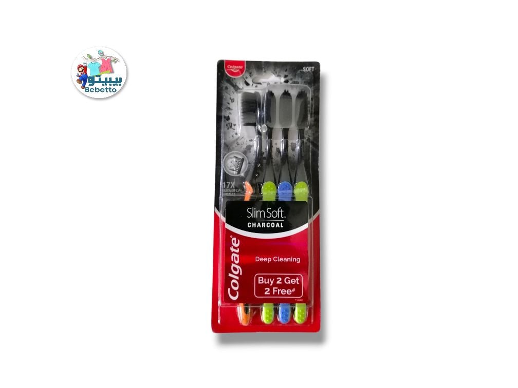Colgate Slim Soft Charcoal Toothbrush 17x Slimmer Soft Tip Bristles Buy 2 Get 2  G42 \ 8901314517999 - Image 1