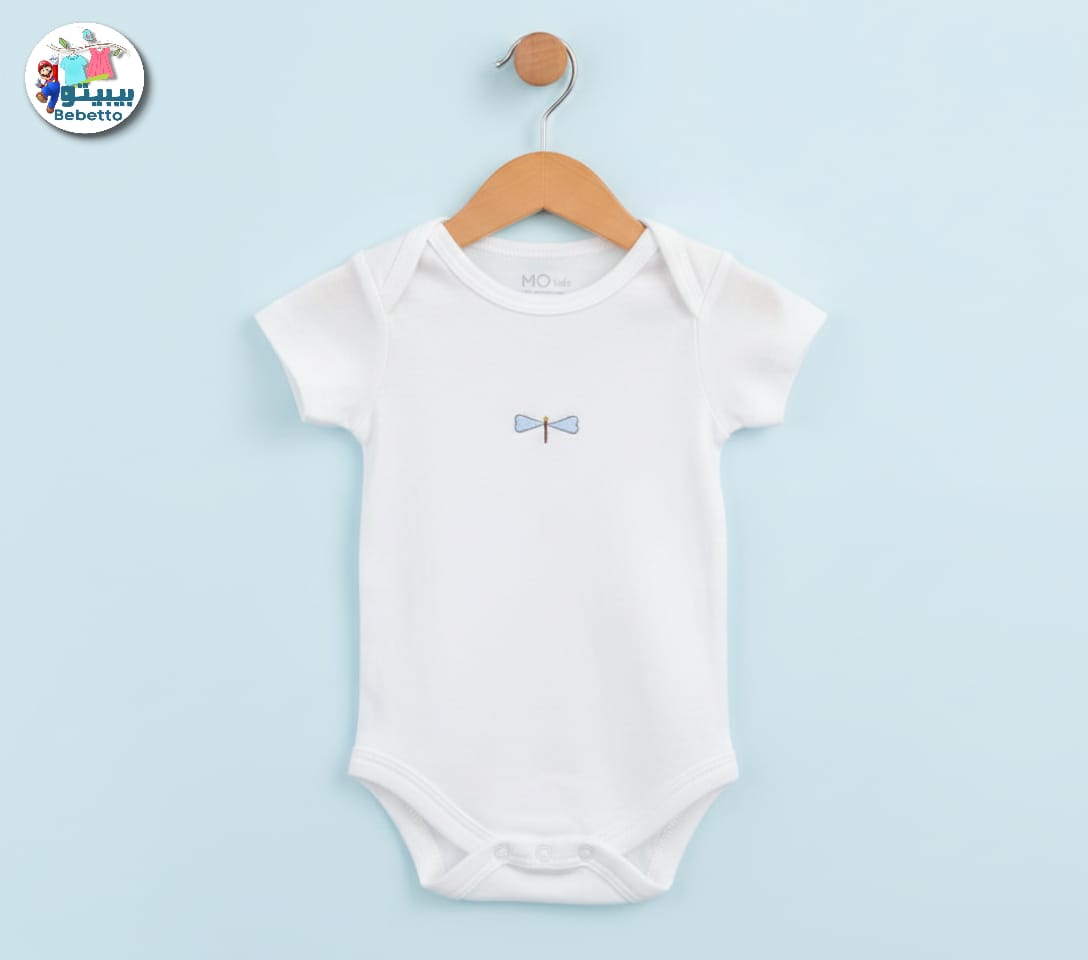  white Bebetto brand baby dragonfly organic bodysuit romper 350C \ G204647 - Image 1