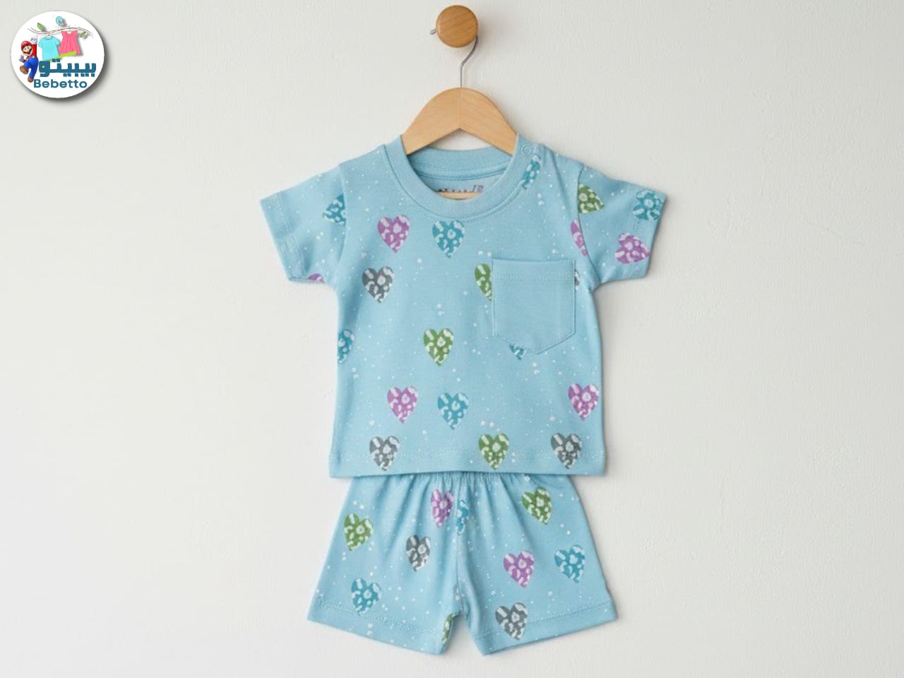 Bebetto light blue baby's t-shirt and shorts set 50E \ F1216885 - Image 1