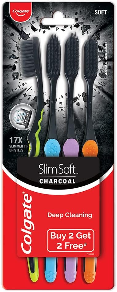 Colgate Slim Soft Charcoal Toothbrush 17x Slimmer Soft Tip Bristles Buy 2 Get 2  G42 \ 8901314517999 - Image 3