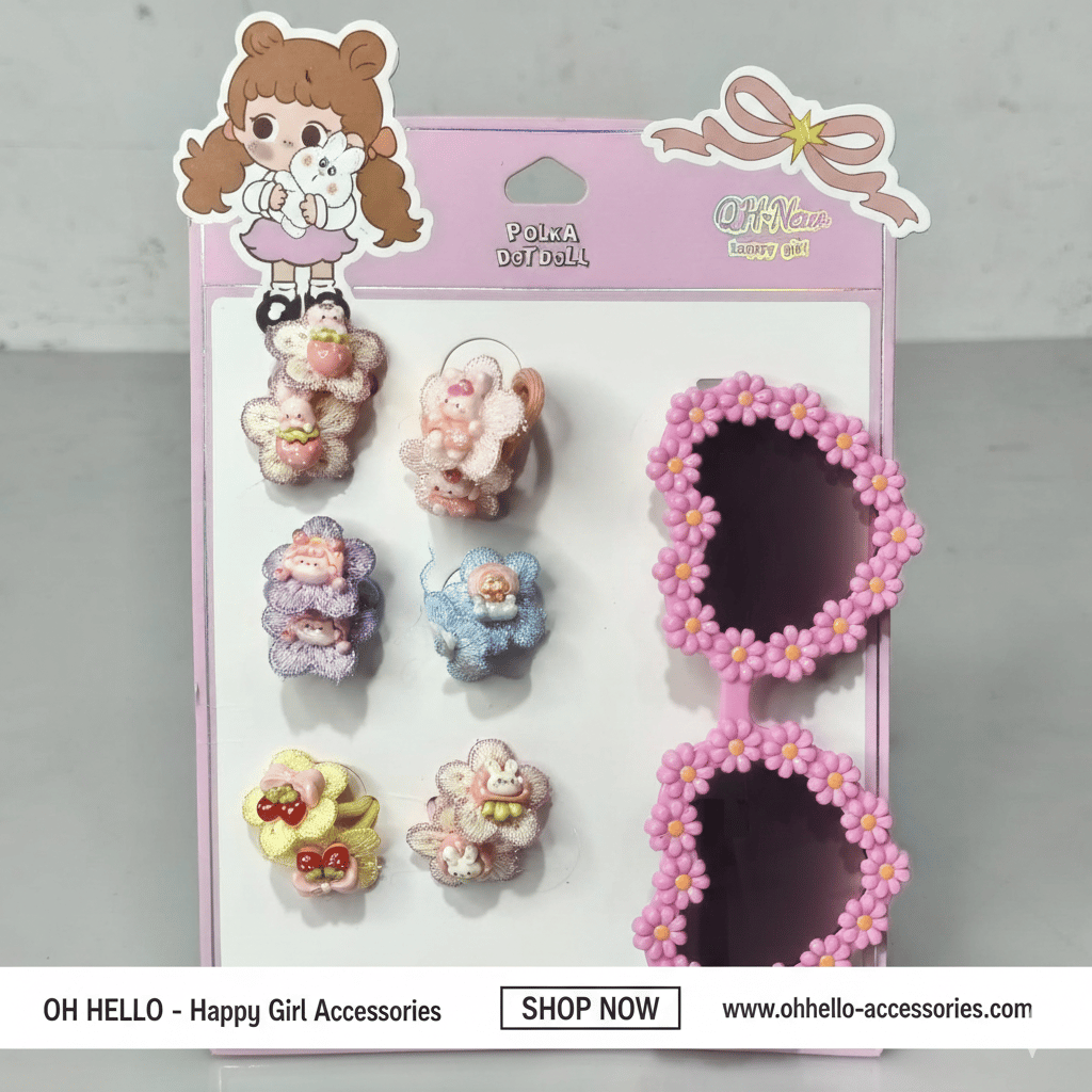 Cute Sunglasses with Hair Clips Set  F28 \ G021049 - صورة 1