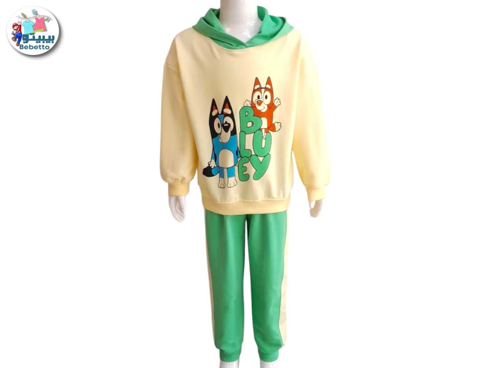 Boys' Character Green 100% Cotton Bluey Good Times Sweatshirt and Joggers Set 1700F \ F1237310 - Image 1