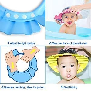  Hency Enterprises Safe Soft Bathing Baby Shower Cap Wash Hair Children Baby Eye Ear Protector Adjustable Leaves Shape Bathing Shower/Shamoo Cap (Multicolor) -D8 \ 8011005 - Image 10
