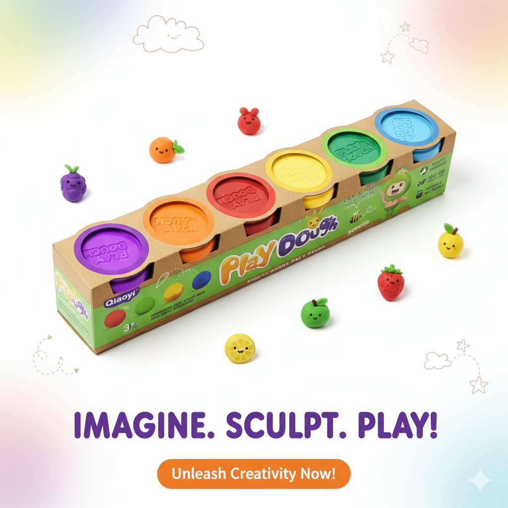 Animal Play Dough Set 6 Colors Cups F25 \ 6975552147128 - Image 1