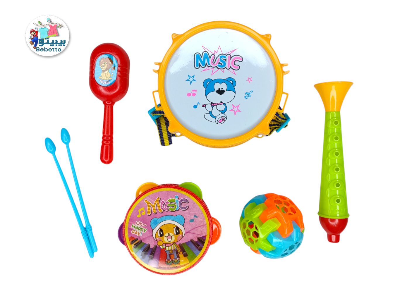 6Piece Baby Musical Instrument Set Drum Trumpet, Rattle More Toddler Educational Music Toy Kit L41 \ 6604041908055 - Image 2