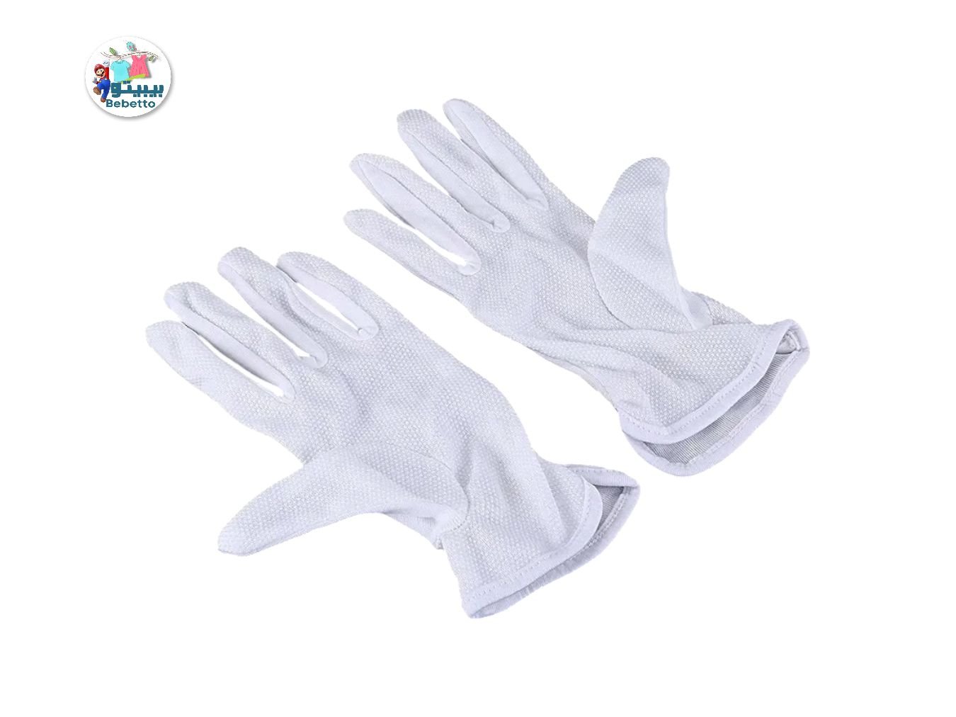 Women's White Hand Cotton Gloves 1300B \ E110477 - Image 2