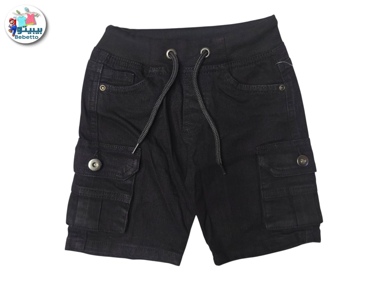 Bebetto boys' black denim cargo shorts 450F \ F1215846 - Image 1