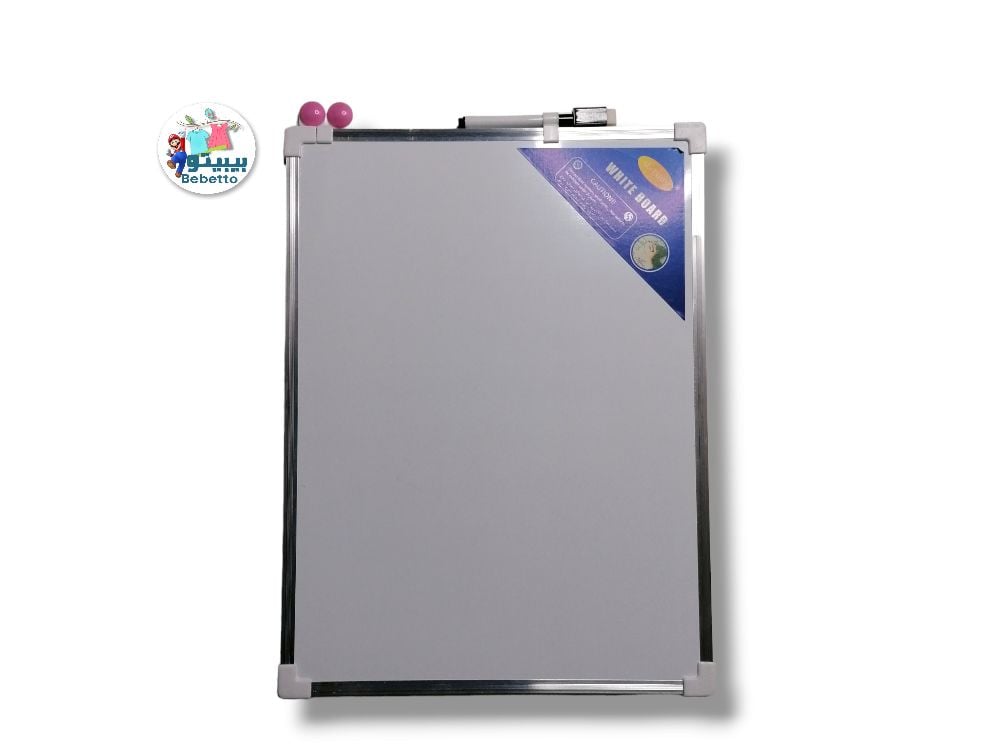 Magnetic Dry Erase White Board 40 * 28 cm With 1 Marker And 2 Magnets - White Silver D5 \ 6958360032060 - Image 1