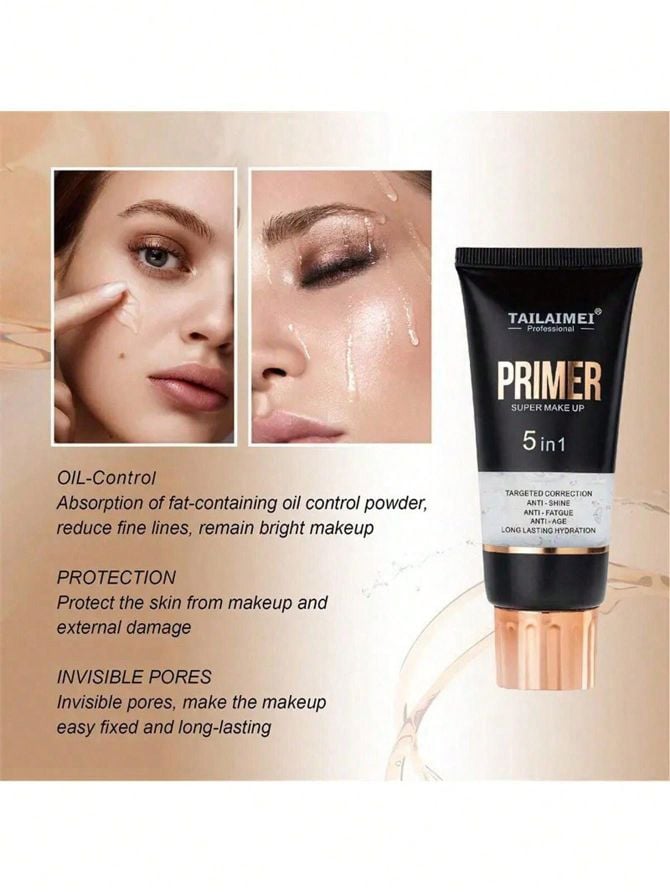 Tailaimei 5 In 1 Poreless Primer Super Make Up Oil Control Smooth Long Lasting Protect Skin Face Base Foundation Makeup Primer F42 \ 6905624122289 - Image 5