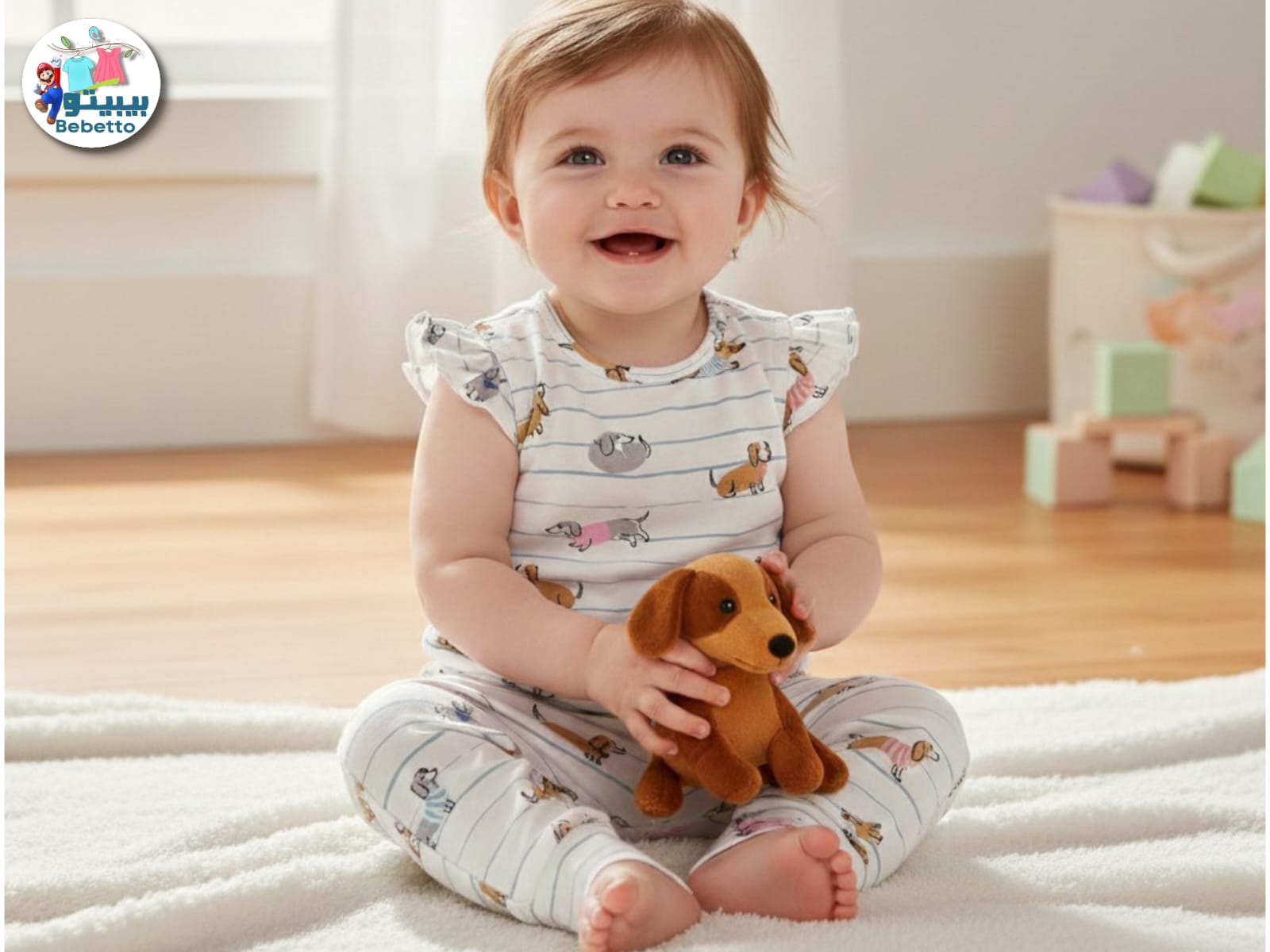 Dog-print romper and pant set 750D \ F1213636 - Image 1