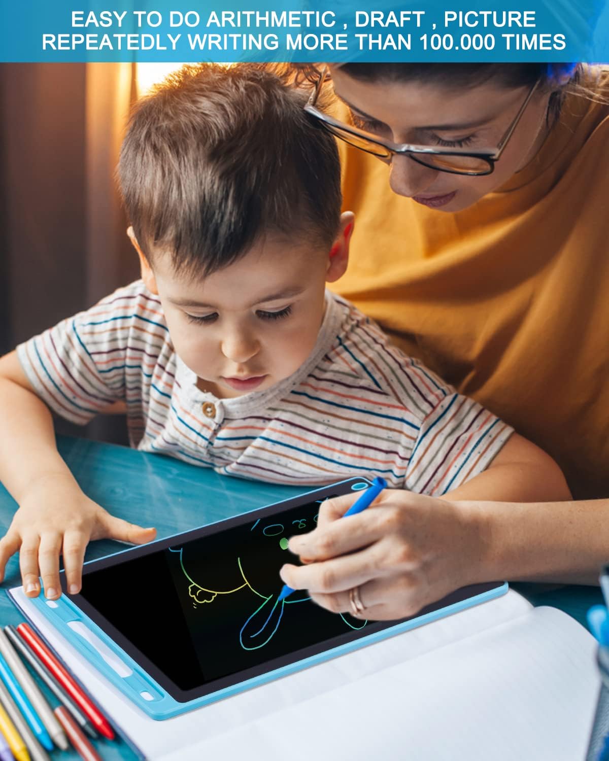 Big Size LCD Writing Tablet 12-Inch Screen LCD Colorful Writing Pad Tablet Kids Toys for Boys and Girls .Drawing Tablet E-Note Pad -C21 \ E1110176 - صورة 6