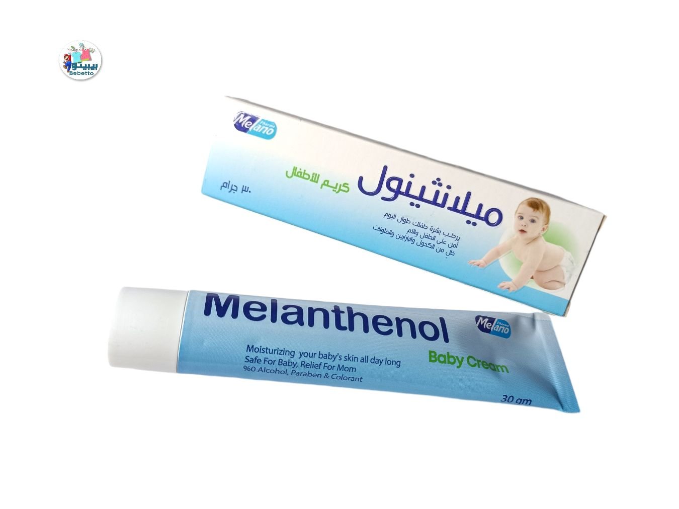 Melanthenol Moisturizing your baby's skin all day long Safe For Baby, Relief For Mom %0 Alcohol, Paraben & Colorant Melano Baby Cream 30g -B41 \ 6224009517664 - Image 2