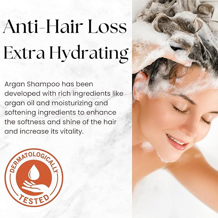 Moroccan Argan Oil Shampoo - Cold-Pressed Argan Oil to Help Moisturize, Soften & Strengthen Hair for Damaged & Dry Frizzy Hair - Anti Hair Loss - Extra hydrating 500ml B41 \ 8052742452182 - صورة 4