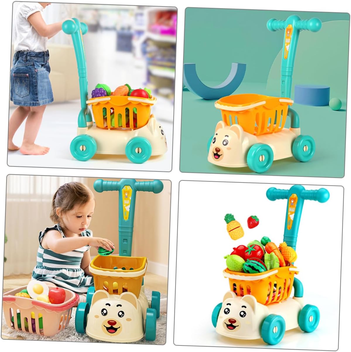  Kids' Mini Supermarket Shopping Cart, Baby Push Cart, Fruits Vegetables Cutting Game -C28 \ E543661 - Image 7