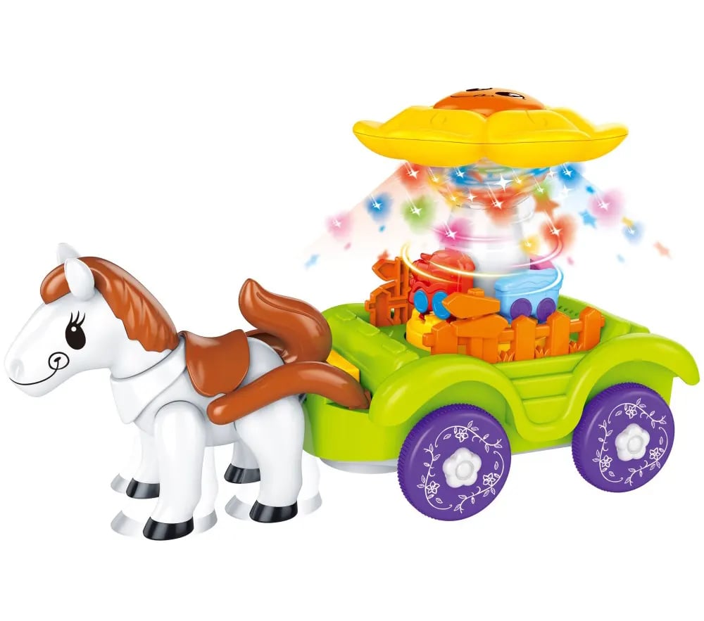 Electric Sunflower Carriage Turning Battery Operated Carriage Toy with Light and Music -F11 \ F051675 - Image 2